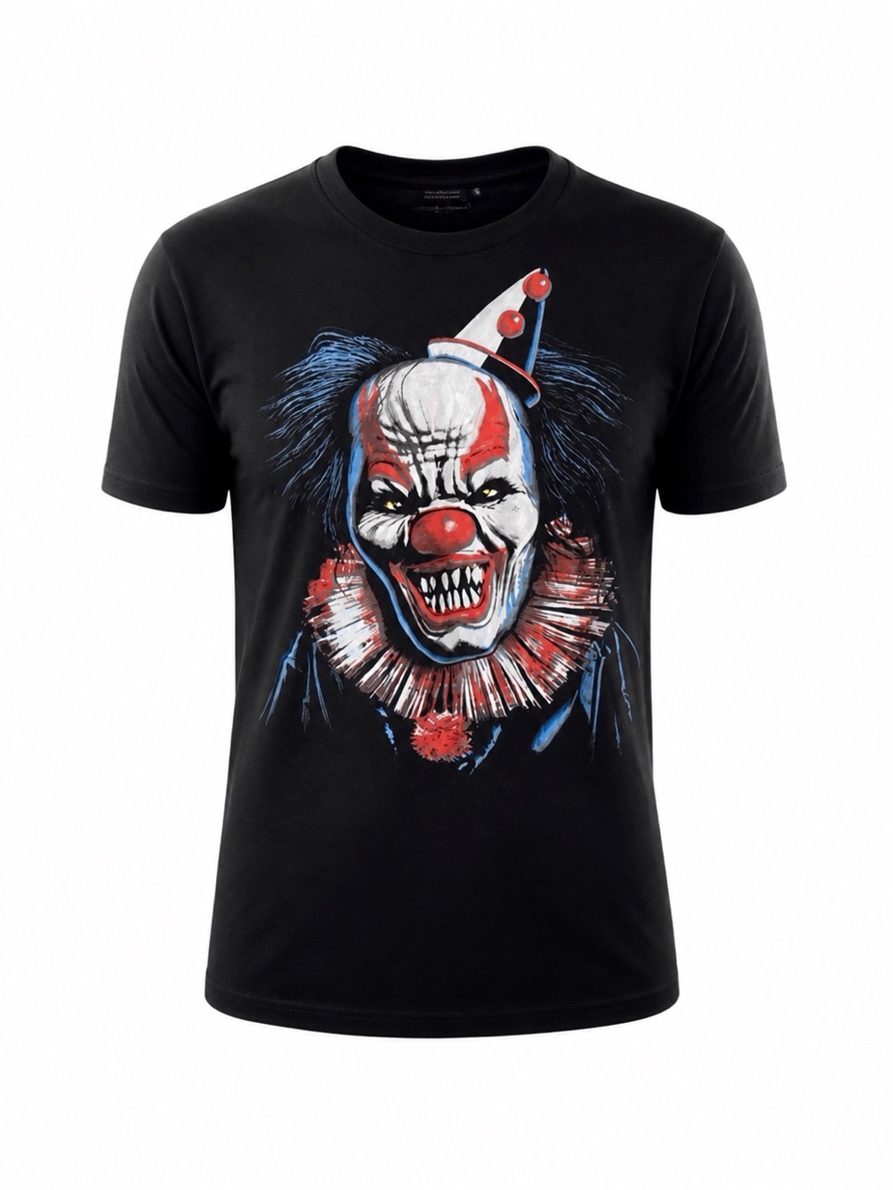 Scary Clown Graphic Tee, Unisex, M, Short Sleeve, Black Halloween